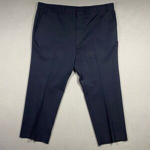 Levi Strauss Action Slacks Pants Mens 44x29 Navy Blue Polyester Flat Front Dress